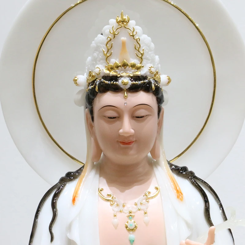 A set 3P # high grade Buddha statue HOME shrine protection Buddhism XI FANG SANSHENG jade Guan yin Amitabha Mahasthamaprapta