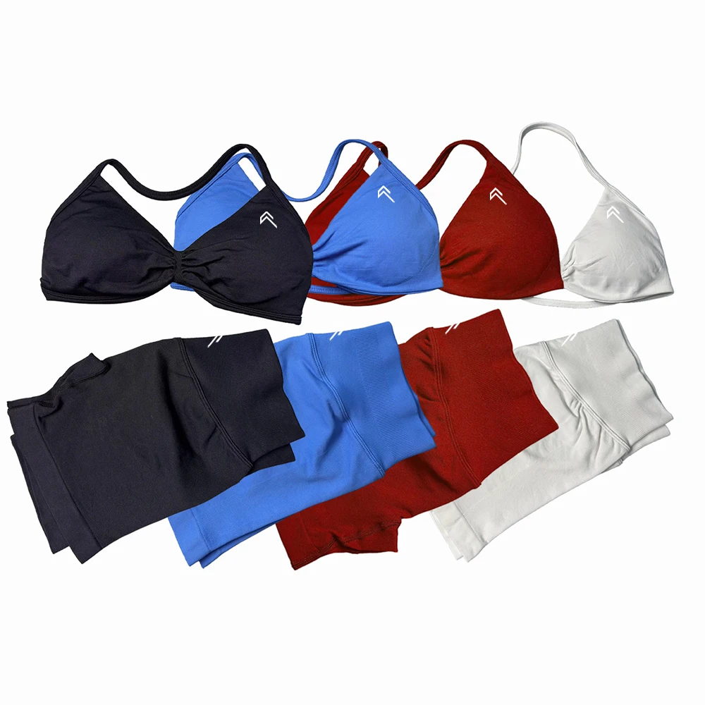 جديد 2 قطعة المرأة اليوغا مجموعة سلس تأثير السراويل الرياضية المرأة 2025 جديد عالية الخصر الورك رفع سليم ملابس اللياقة البدنية #3