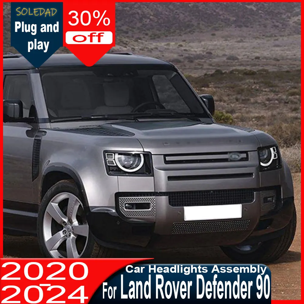 Car Head Lamp for Land Rover Defender 90 111 LED Headlight 2020-2023 Headlights DRL Turn Signal High Beam Angel Eye Projector