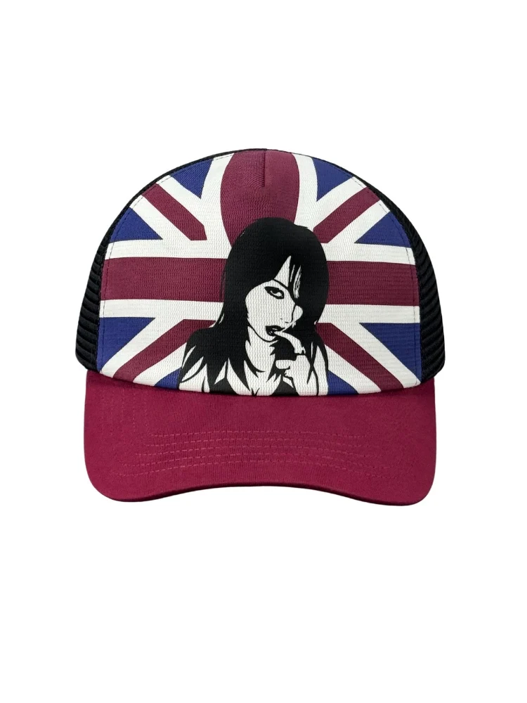 adjustable-mesh-hat-with-printed-portrait-curved-brim-truck-driver-style-cap-breathable-streetwear-unisex-cotton-hat