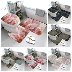 Bathroom Carpet For Toilet 3 pcs/set Non Slip PVC Bath Mat Anti Slip Tape Bathroom Set Rug With Cover Modern Carpet Floor Mats