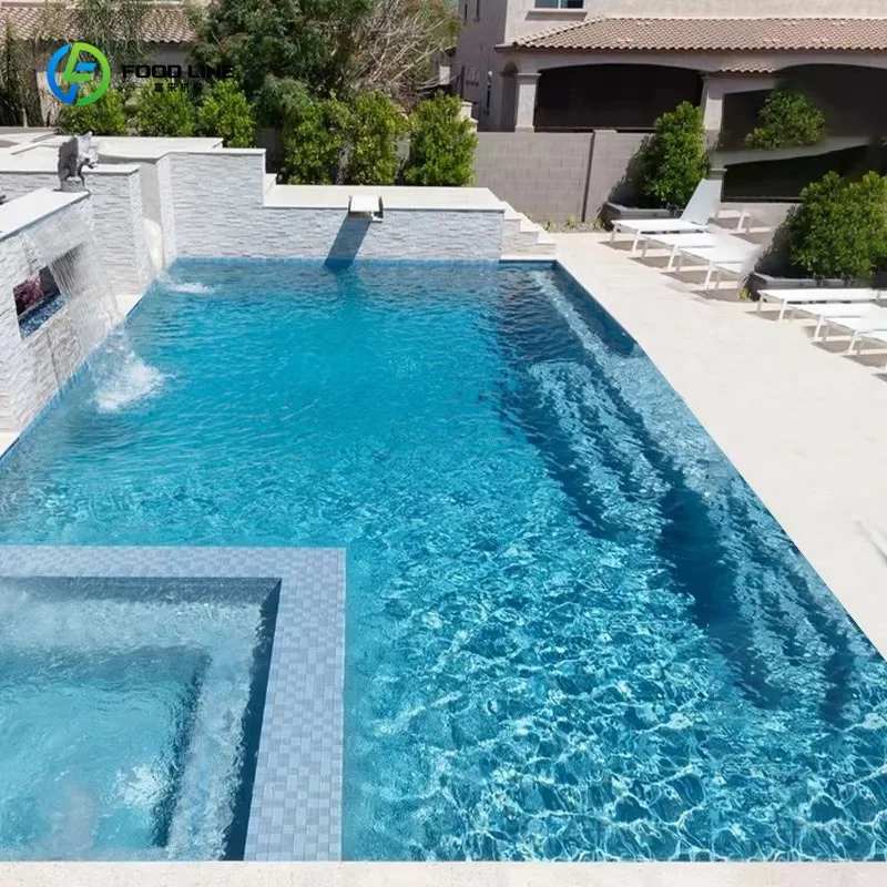 FRP Integrated Large Below Ground Family Pool Ceramic Mosaic Tiles Custom Color Custom