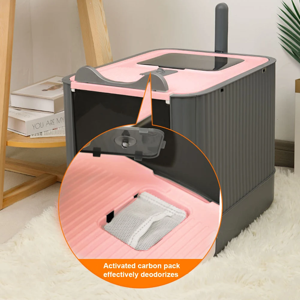 Toilette désodorisante de grande capacité pour chat, entièrement fermée, désodorisante, entraînement pour chaton, bassin pour bac à sable, livres pour chats