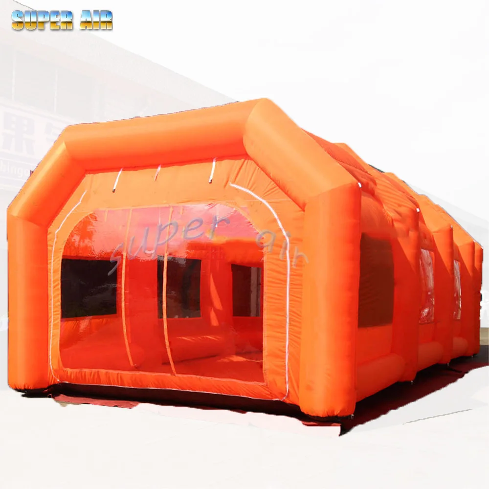 

Orange portable giant professional design Inflatable spray booth with 2 blowers for sale