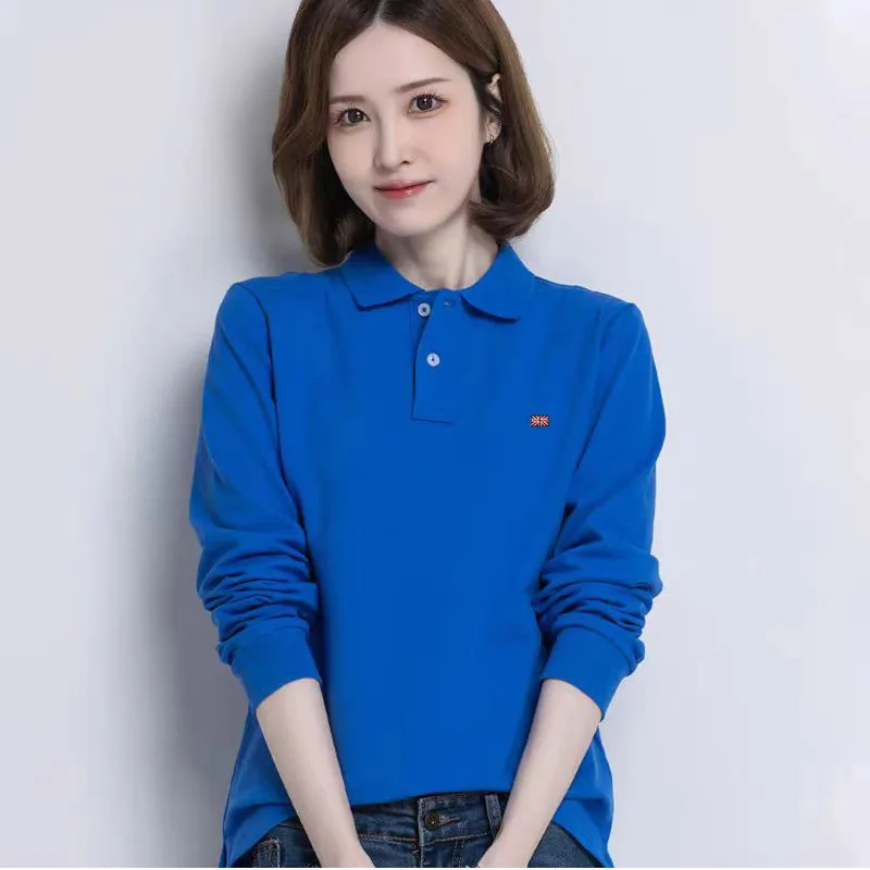 High Quality Spring Autumn New-Design Women Polo Shirts Long Sleeve Casual Cotton Ladies T-Shirt Fashion Fit Slim Female Tops