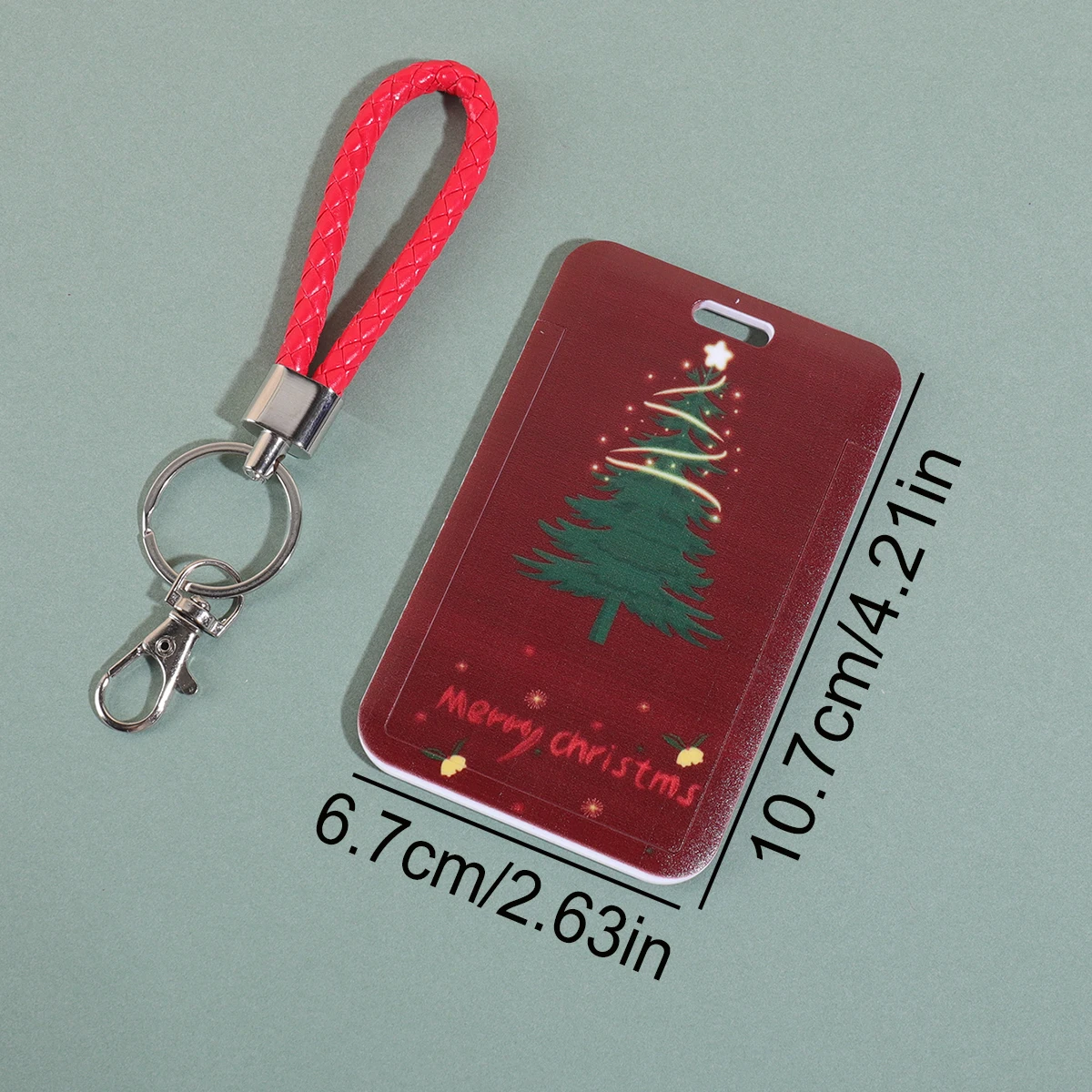 Tarjeteros navideños con diferentes estampados, cuerda de cuero portátil, tarjeta de identificación, nota de almacenamiento de tarjetas de visita, 1 ud.
