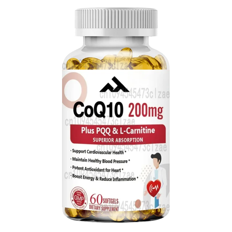 Coenzyme Q10- Containing PQQ L-carnitine and Omega-3, High Absorption Coenzyme Q10， 60 Pieces