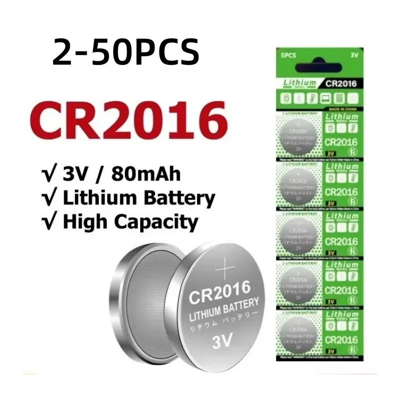 NEW 2-50PCS CR2016 Button Coin Cell CR 2016 3V Lithium Battery DL2016 ECR2016 BR2016 For Watch Car Key Remote Computer