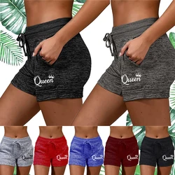 Pantalones cortos de algodón de cintura alta para mujer, pantalones de Yoga deportivos de secado rápido, pantalones cortos de pierna ancha con cordón informal para mujer, Verano