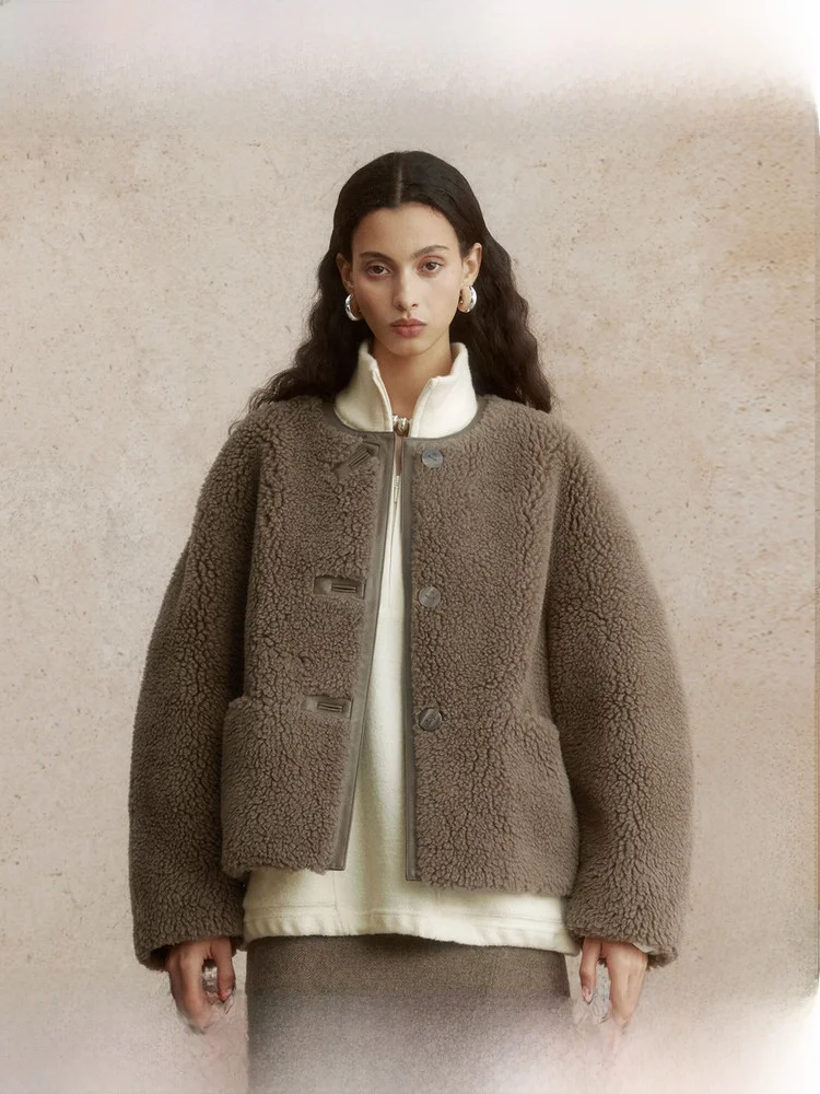 

Куртка ZhiZhi из короткого плюшевого меха, женская теплая верхняя одежда из верблюжьей шерсти, зимняя модная молодежная модель с длинным рукавом, удобная для повседневной носки