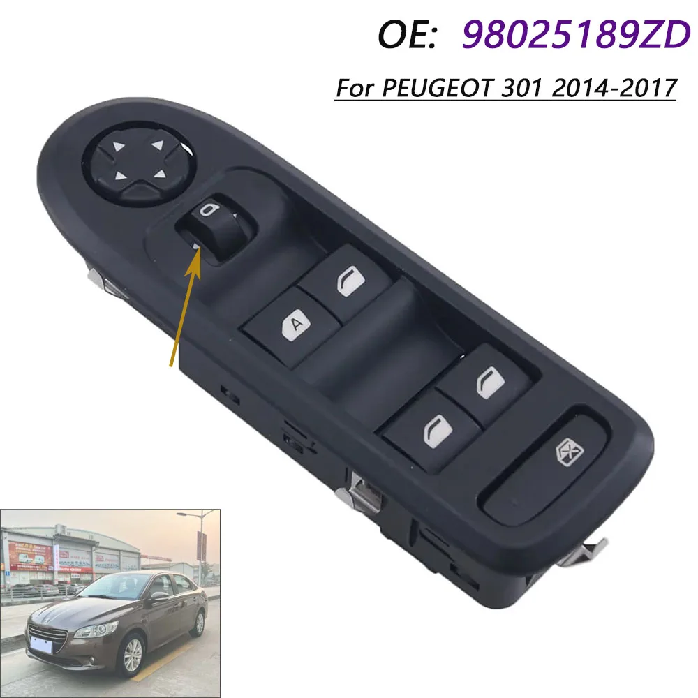 Automatic Auto Parts Electric Power Master Window Switch for Peugeot 301 Elysee Citroen C3-XR 2014 2015 2016 2017 98025189ZD