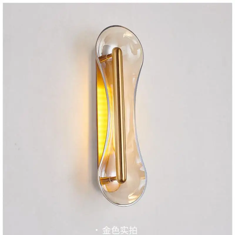 Modern Novelty Dumbbell-Shaped LED Wall Lamp Stained Glass Bedside Lighting for Hotel Bedroom Corridor Energy Efficient sconce