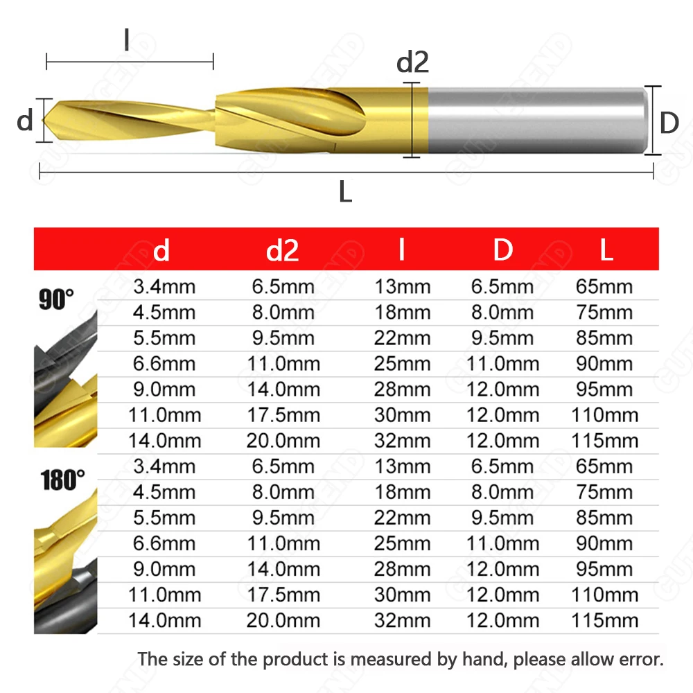 Imagem -05 - Graus M35 Cobalto Hss Counterbore Torção Passo Broca para Aço de Metal Furo de Perfuração e Chanfre M3m4m5m6m8m10m12 90 180