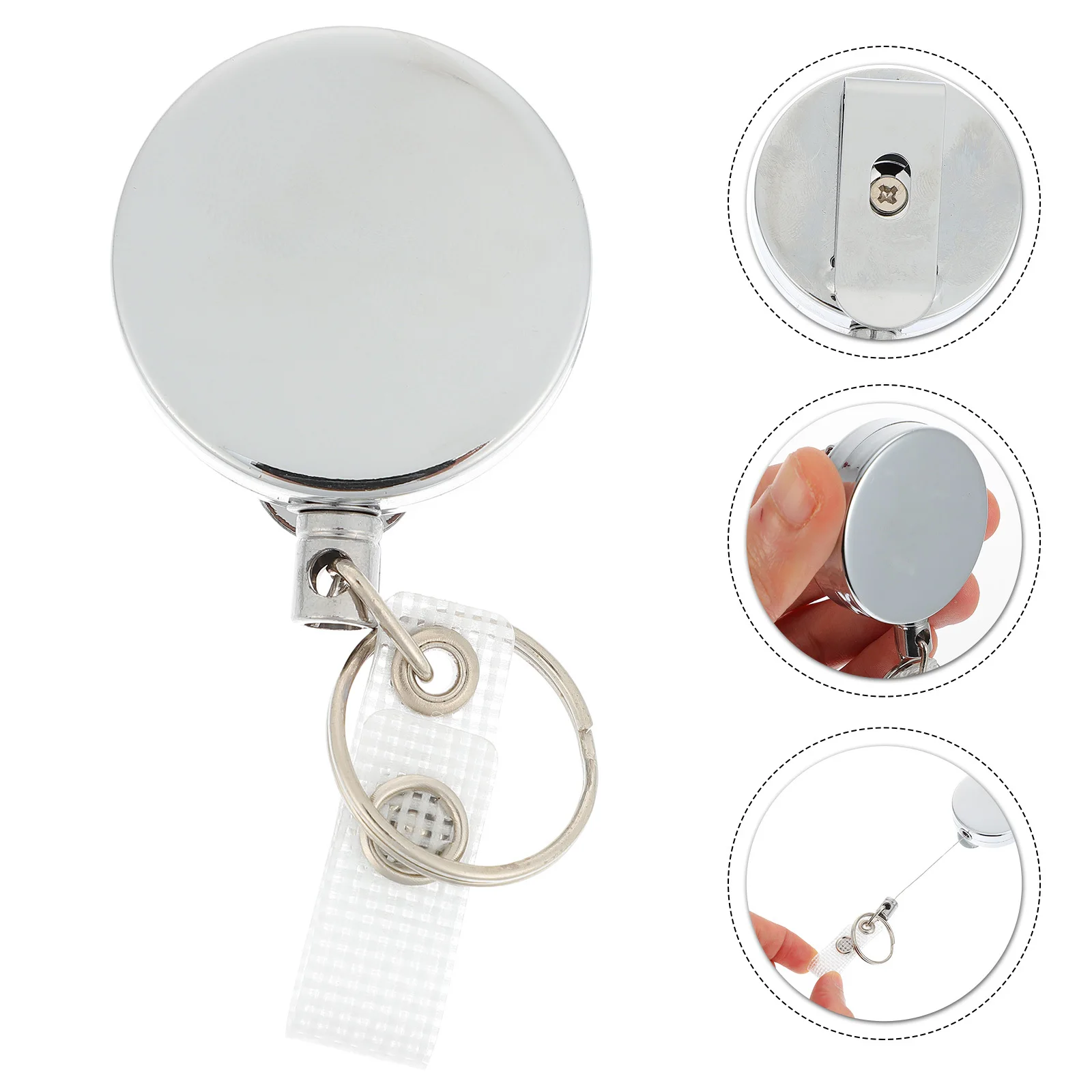 

2pcs Metal Keychain Retractable Id Badge Holder Belt Clip For Business Cards Industrial Workers Access Control Tool Phone