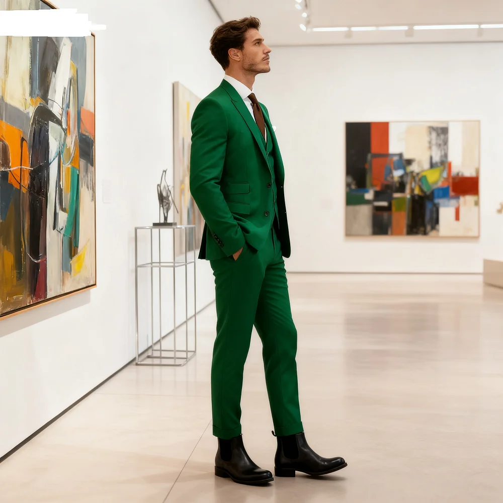 

Elegant 3-Piece Men's Business Suit Unique Breasted Notched Lapel Wedding Smoking Daily Party Masculine Ternos Roupa Mas