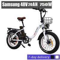 DRVETION Electric Bicycle 20 inch 48V 750W High Performance Men's Electric Bike 20AH Lithium Battery Light Adult Ebike
