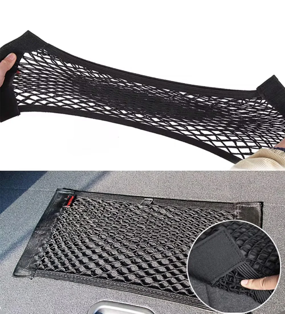 Car storage bag Trunk Seat Elastic String Net Magic Sticker Universal Storage Bag Auto Seat Back Bag image 6