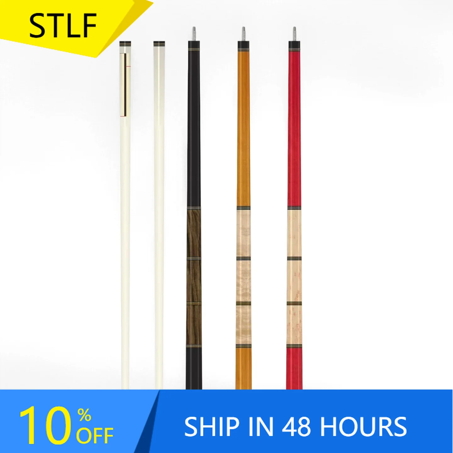 

STLFWholesale Price Sandalwood Cue Sticks 1/2-Pc Fashion Design Billiard Cue with 12.5 Tip Ebony Butt Sleeve Brass Joint
