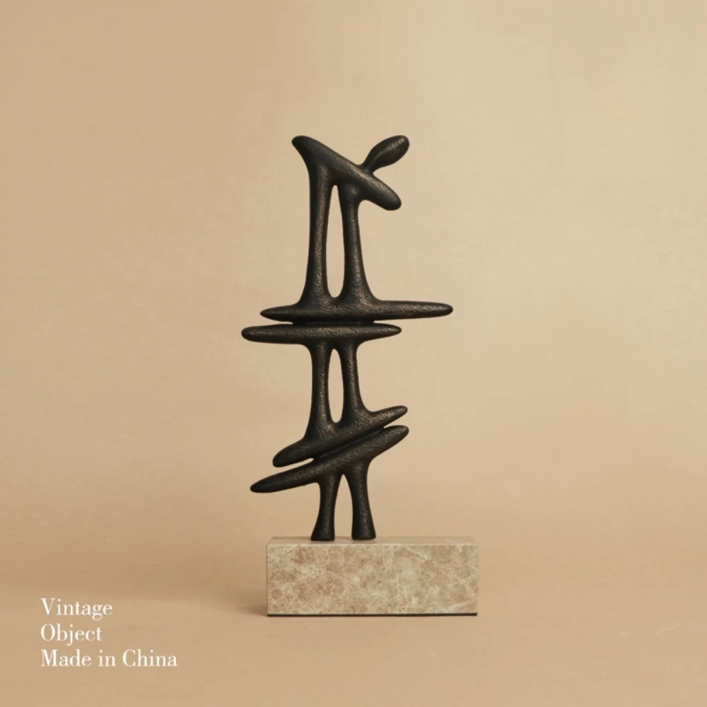 

retro light luxury marble abstract geometric sculpture ornament model house B & B living room wine cabinet medieval