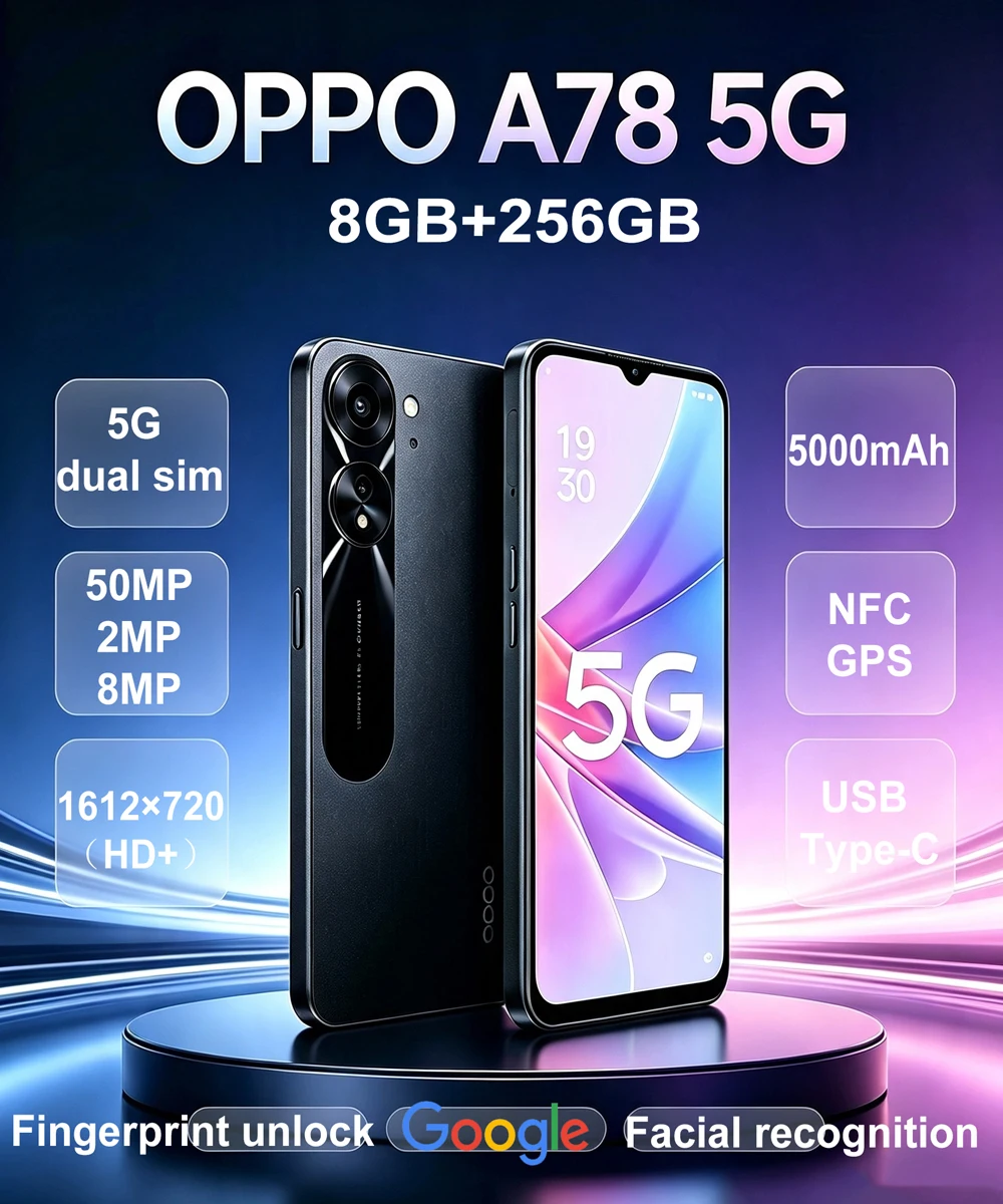 OPPO A78 original smart fashion mobile phone supports 8GB+256GB/5000mAh/GPS/NFC function/fingerprint unlock/facial recognition