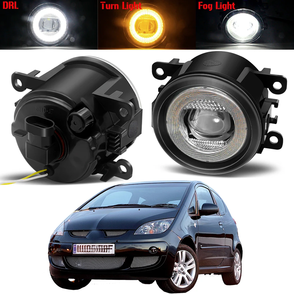 

3IN1 Car Angel Eye Fog Light For Mitsubishi Colt Hatchback 2004-2012 30W LED Fog Turn Signal Daytime Running Lamp 8000LM H11 12V