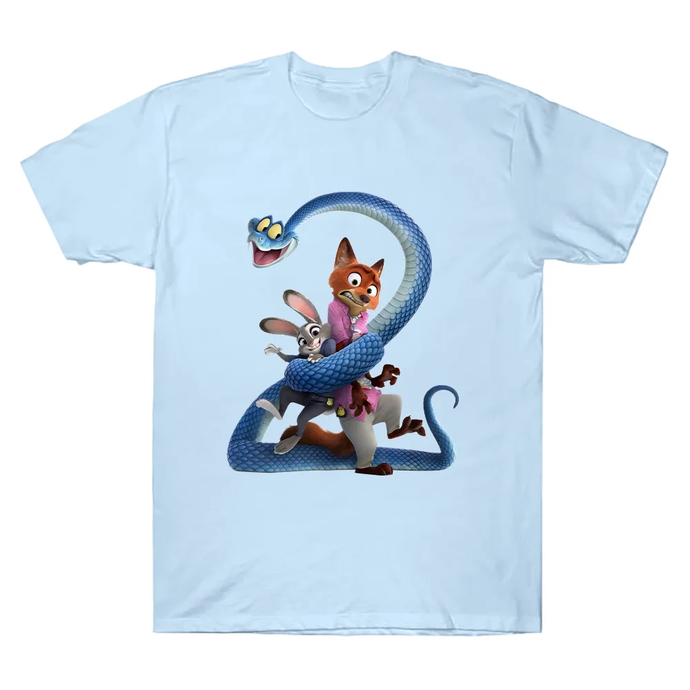 Zootopia 2 الحيوان تي شيرت نيك وايلد وجودي هوبس عطلة الأسرة المحملة للرجال النساء ملابس علوية من القطن الخالص الجولة الرقبة ملابس مريحة