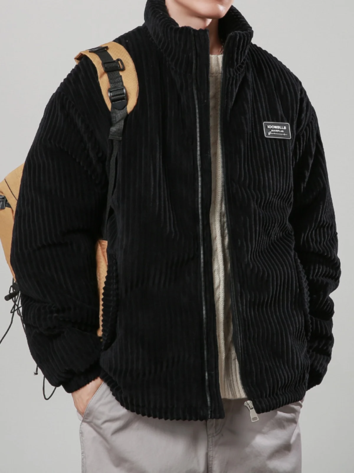 

Мужская повседневная утепленная зимняя хлопковая куртка 2024 года, модная теплая свободная куртка из полиэстера в городском стиле на молнии