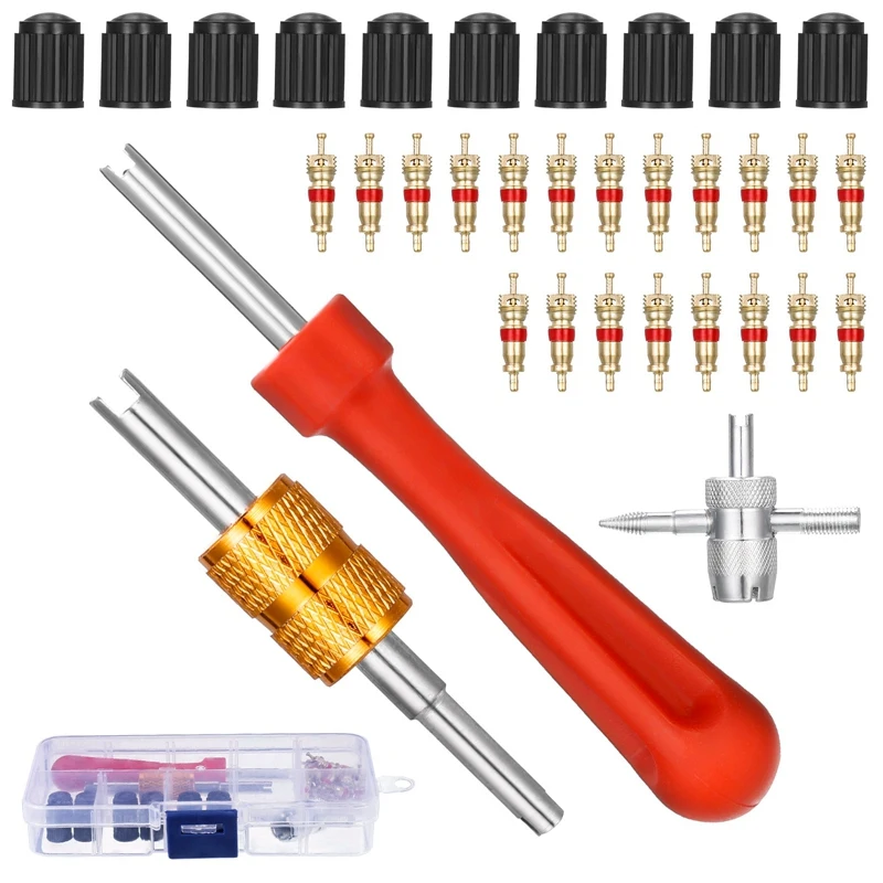 30pcs/set Tire Valve Stem Removal Tool Valve Stem Puller Tire Repair Tool Valve Core Truck Motorcycle Removal Tire Cleaning Tool