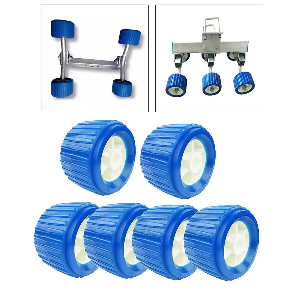 4/6PCS Heavy-Duty Boat Ribbed Wobble Roller Replacement Marine Ribbed Loader Trailers with Resistance