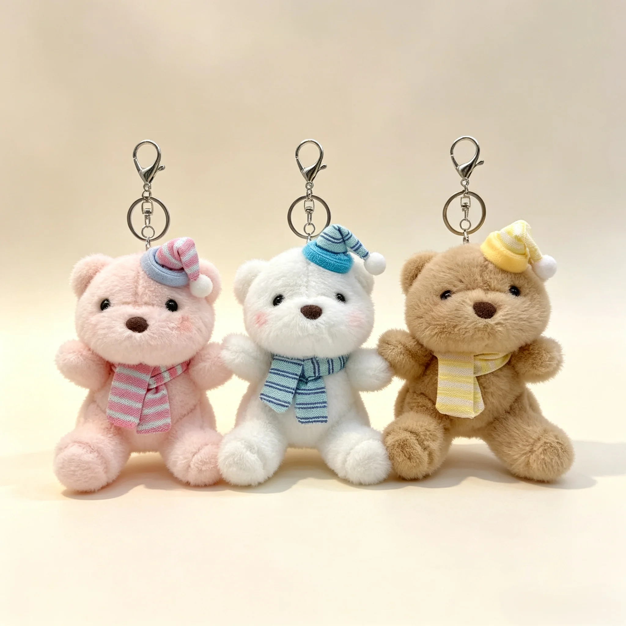 Soft Couple Teddy Bear With Scarf Plush Toy Stuffed Doll Cute Backpack Pendant Decor Gift