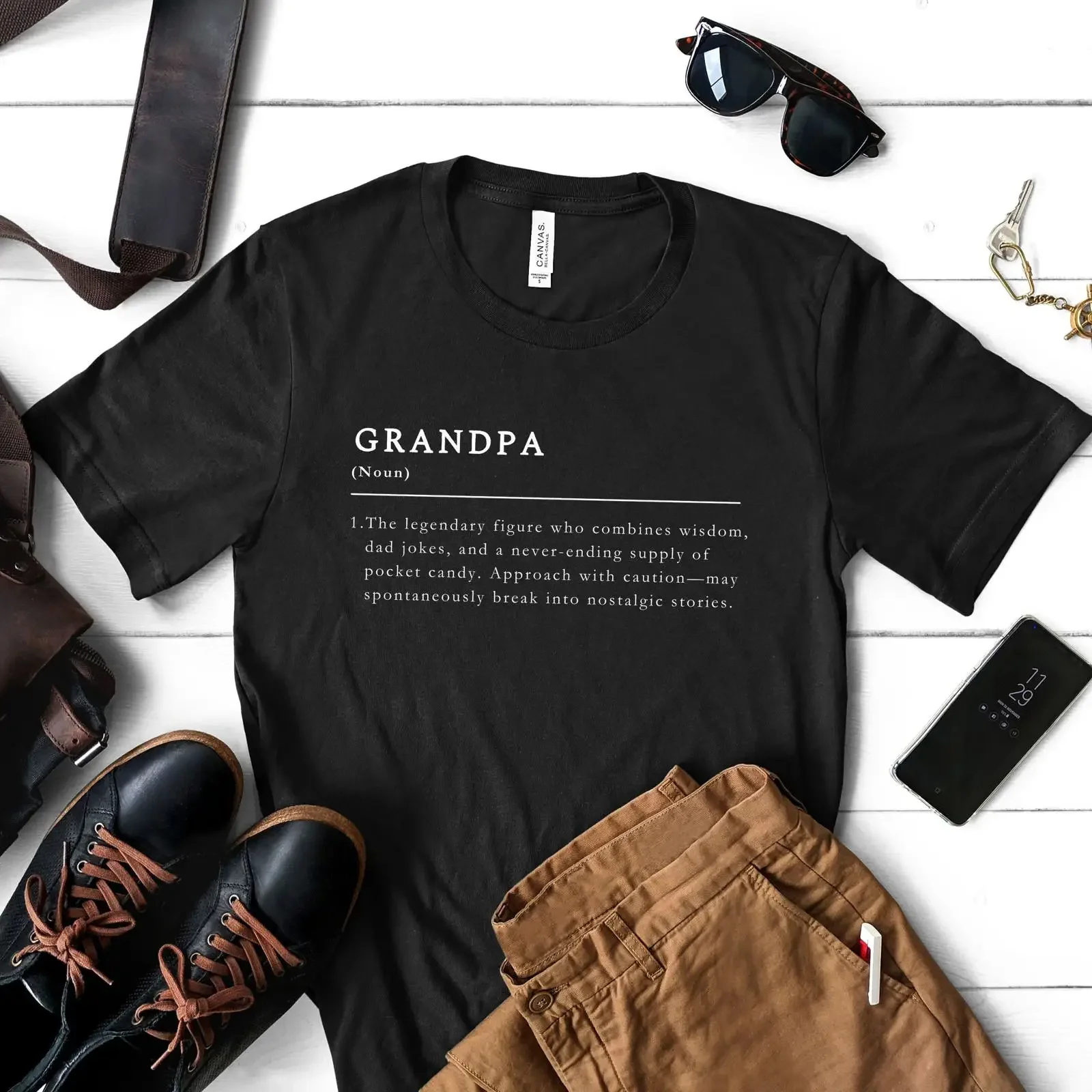 Funny Grandpa Definition Men's T Shirt Casual  Birthday Father's Day for Grandfather Pop vintage Washed Slightly Versatile