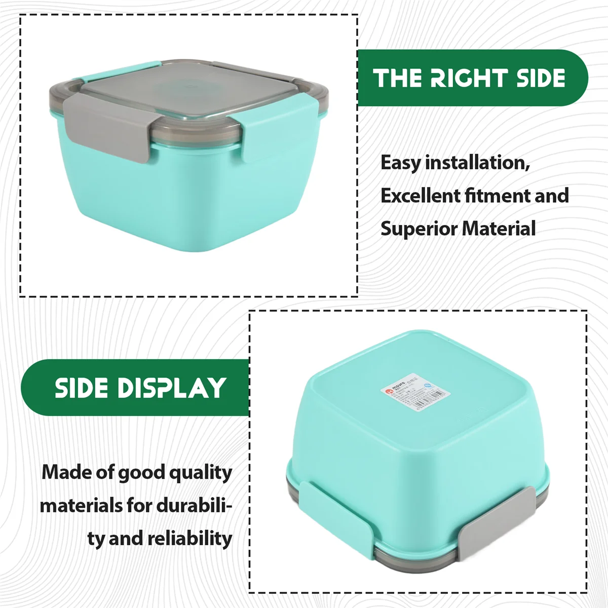 

AA25 Lunch Container To Go, 1500Ml Salad Bowls with 3 Compartments, Container for Salad Toppings