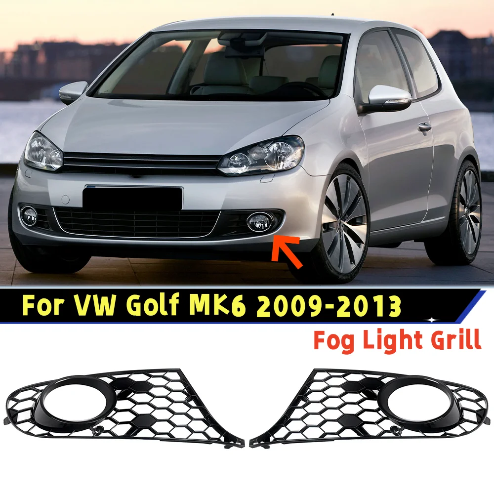 Pari Car Front Bumper Mesh Grille Fog Light Grill Honeycomb Style For VW Golf MK6 2009 2010 2011 2012 2013 Car Accessories