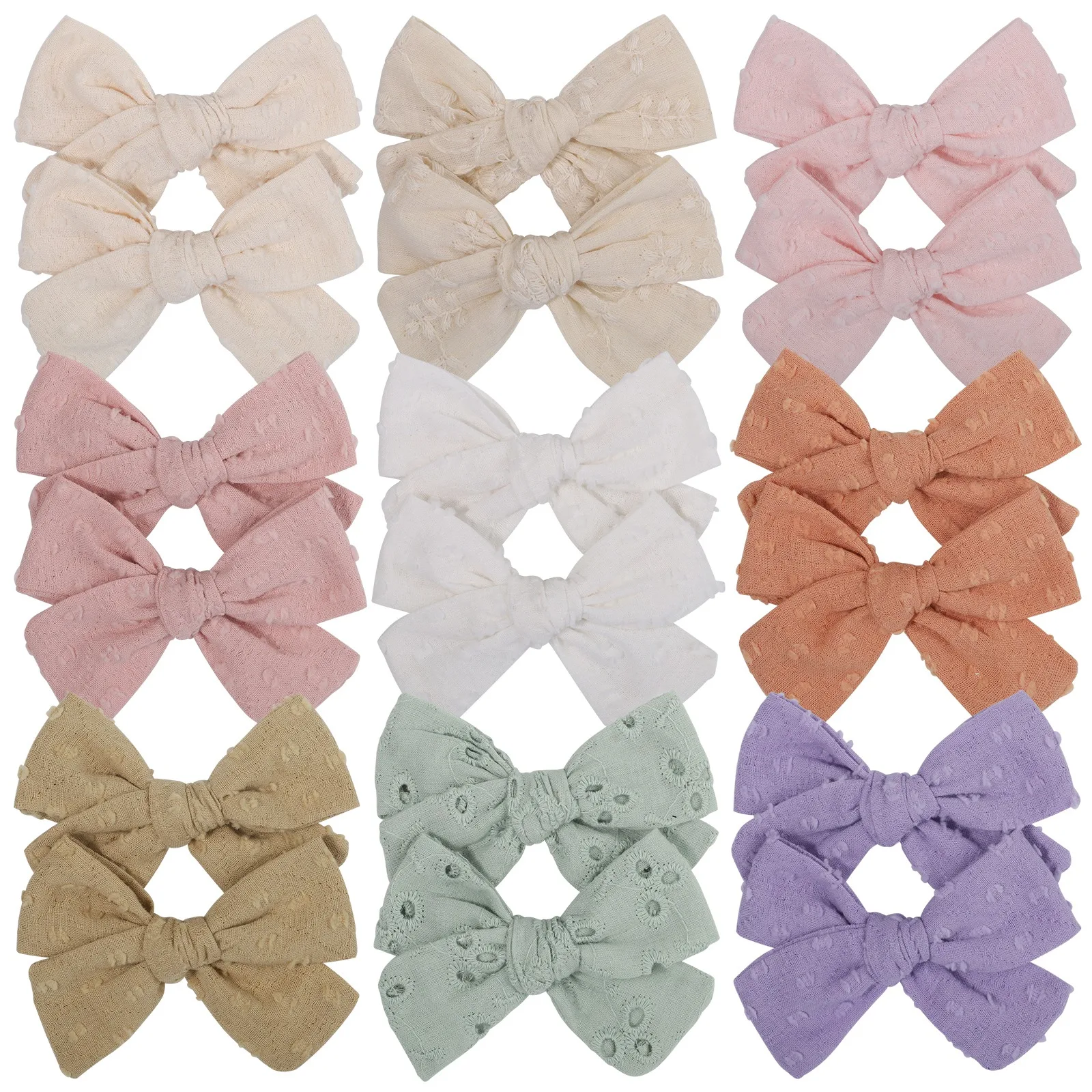 2Pcs/Set Flower Print Kids Bows Hair Clips for Cute Baby Girls Sweet Cotton Bowknot Hairpins Barrettes Headwear Hair Accessories