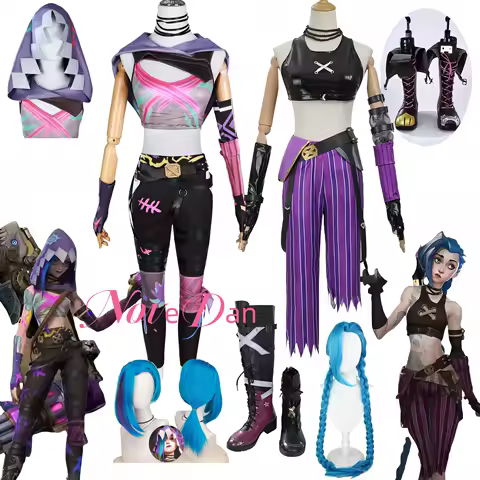 Game LOL Arcane 2 Loose Cannon Jinx Cosplay Costume Crit Prodigy Jinx Cosplay New Skin Outfit Wig Shoes Women Halloween Costume