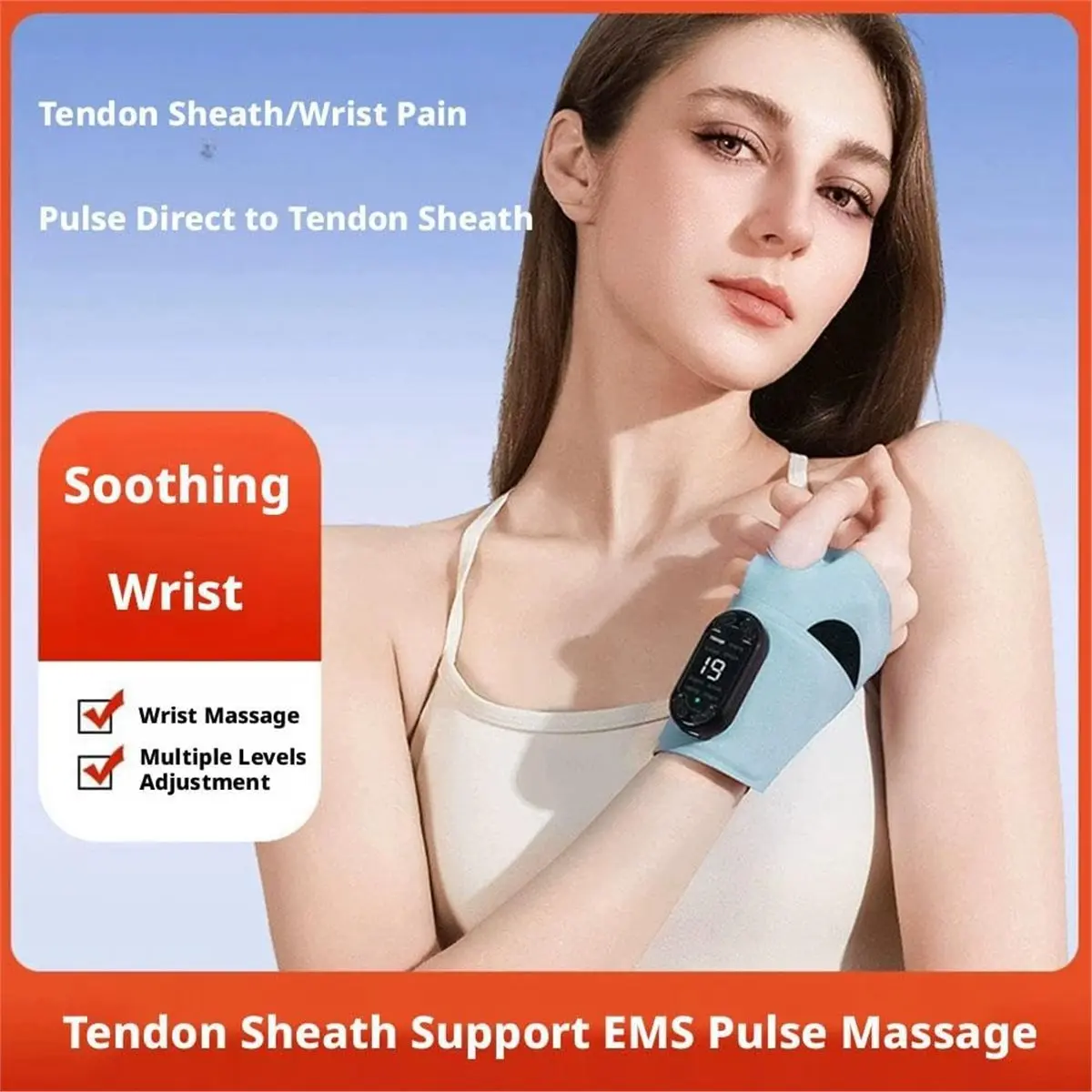 [Vend for]Electric Wrist Massager 8 Modes 19 Intensity Levels EMS Intelligent Hand Wrist Massager for Hand Pain Relief A