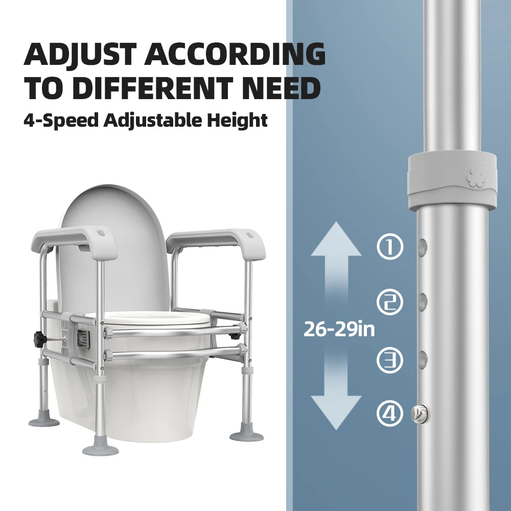 Tecforcare Dudukan Toilet Tinggi dengan Pegangan untuk Lansia, Penyangga Dudukan Toilet untuk Orang Tua dengan Lengan Berlapis yang Dapat Disesuaikan, Keamanan Kamar Mandi