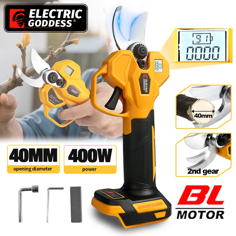 

25mm Brushless Electric Pruning Shears 2 Gear Cordless Garden Fruit Tree Bonsai Beautify Tool For Makita 18V Battery Pin