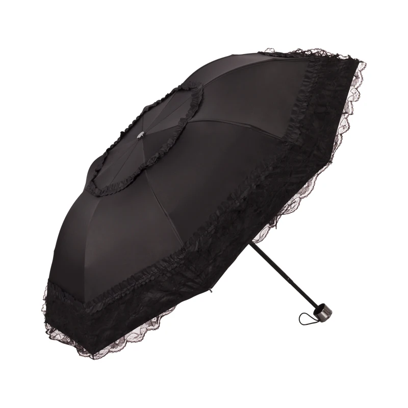 Lace umbrella，Four lace edges，umbrella for women，wind and water resistant umbrella，rain umbrella，Folding umbrella