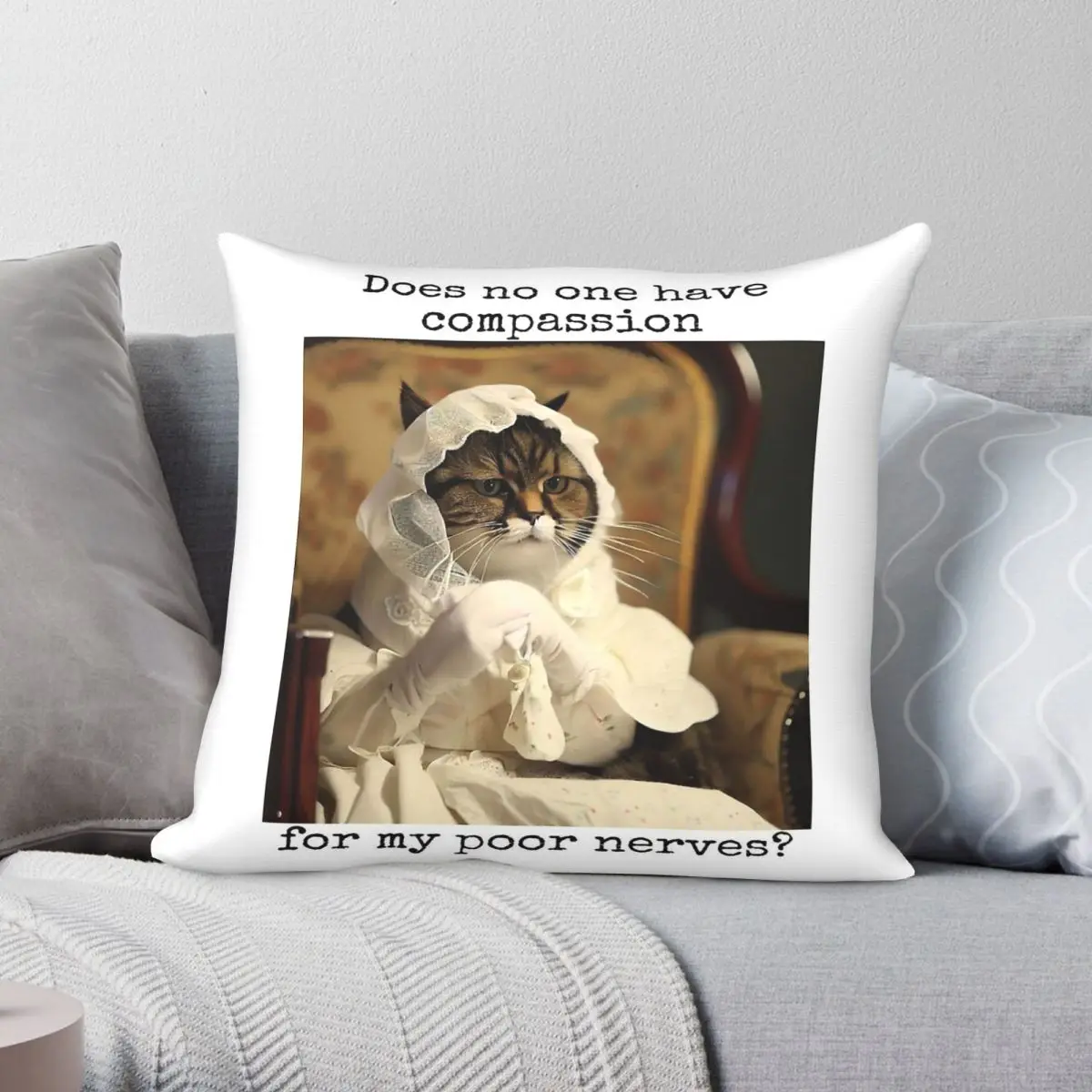 Compassion For My Poor Nerves Pillowcase Polyester Linen Velvet Creative Throw Pillow Case Sofa Seater Cushion Cover Wholesale