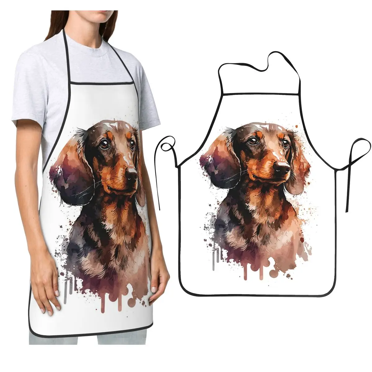 

Фартук с изображением таксы, собаки, животного, шеф-повара, приготовления пищи, выпечки, нагрудник без рукавов, кухонный сарафан для уборки для женщин и мужчин, садоводства
