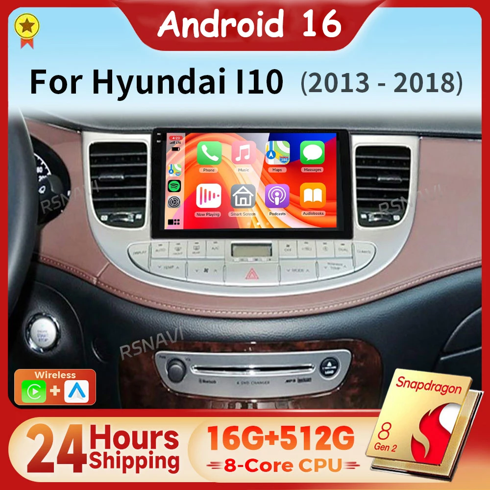 Android 16 Carplay 2K Screen Car Radio Multimedia Player For Hyundai Rohens Genesis 2008-2013 Autoradio Stereo 24-Hour Shipping