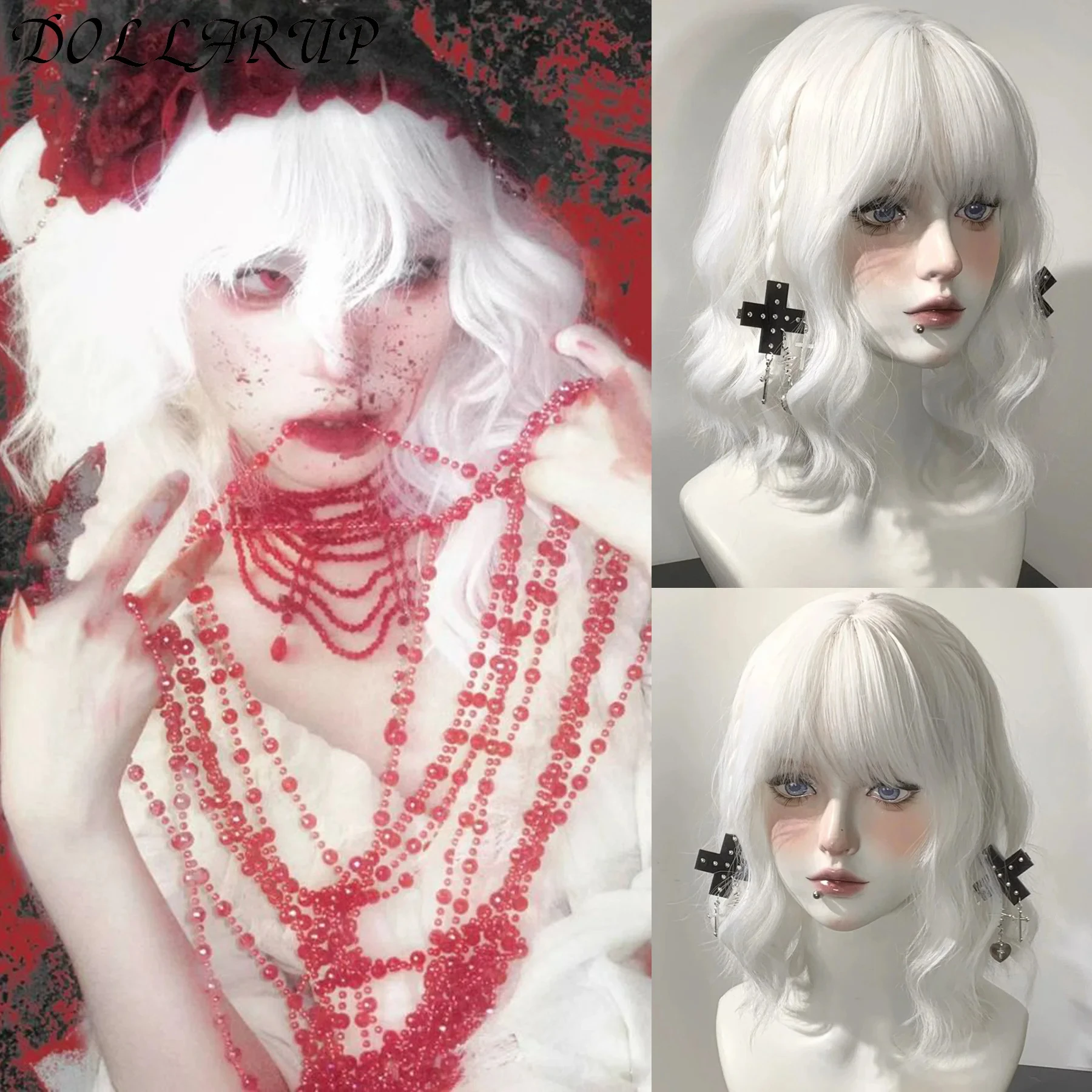 

JKL Косплей Парики Синтетические Длинные Прямые Белые Волосы Термостойкий Парик для Хэллоуина