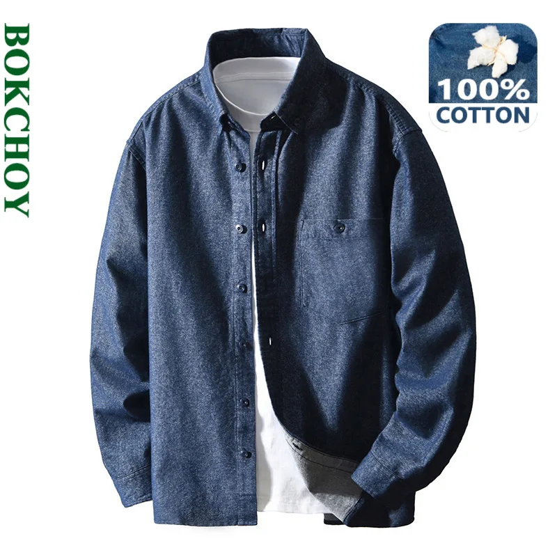 

2025 Autumn New Loose and Comfort 100% Cotton Jackets for Men Sense of Layering Streetwear Men Shirts AZT764