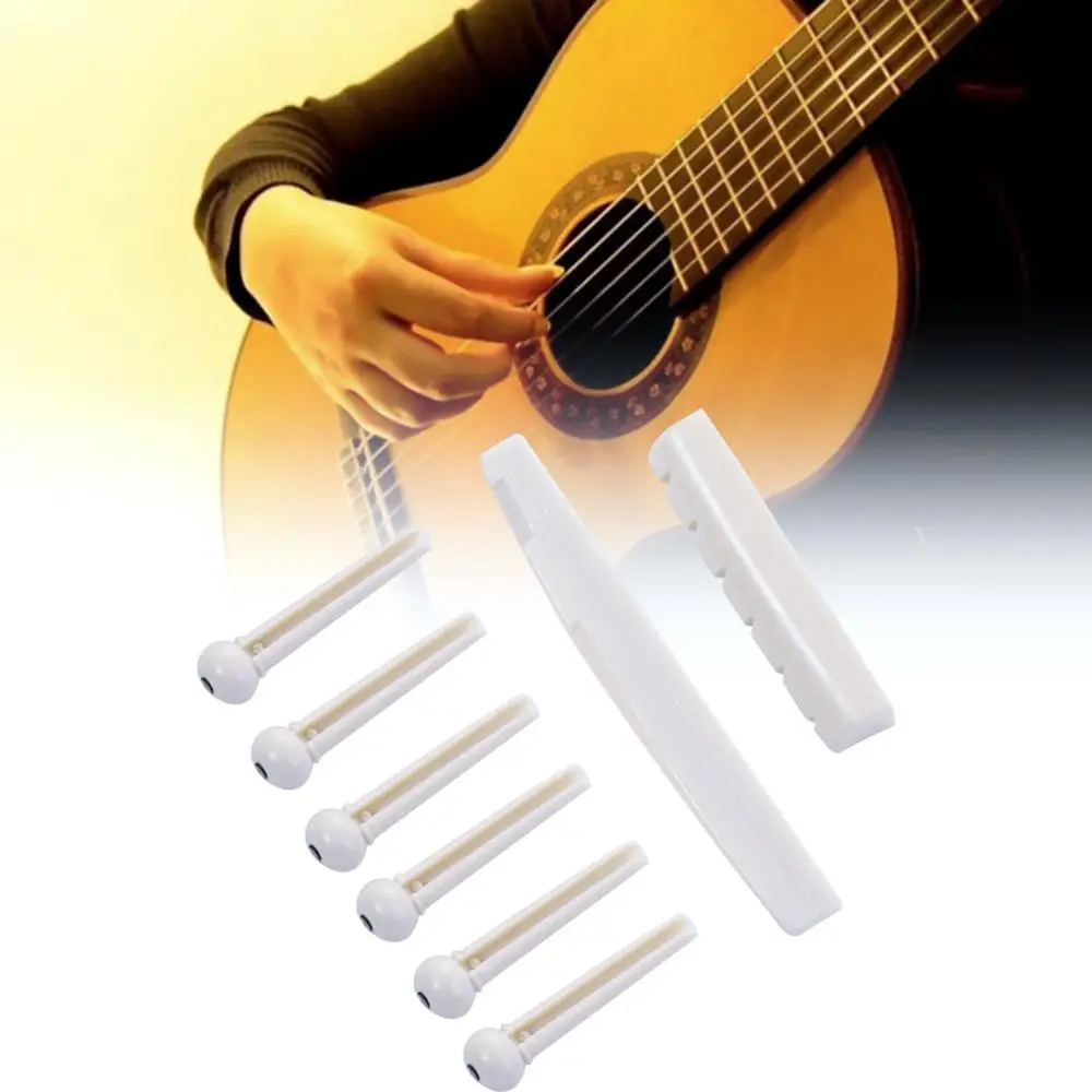 

6-String Plastic Portable Classica Saddle Guitar Bridge Pins Nut
