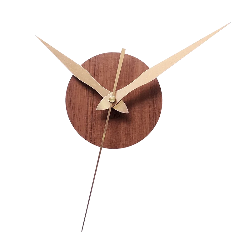 

Wooden Round Plastic Cover With Sweep Movement Gold Long Hands DIY Wall Clock