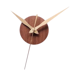 Wooden Round Plastic Cover With Sweep Movement Gold Long Hands DIY Wall Clock