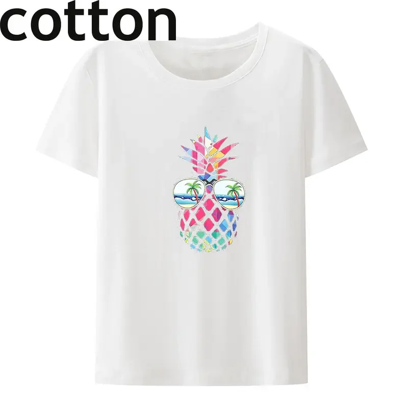 Women Pineapple Sunglasses Beach T Shirt Camisa Pattern Cute De Mujer Female Clothing Letters Anime Clothes Comfortable Comics