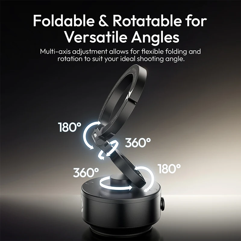 Ulanzi SK-22 Clip-On Electric Suction Cup MagMount Magsafe Foldable Phone Holder Car Mount 360° Rotation for Iphone Maxload 500g