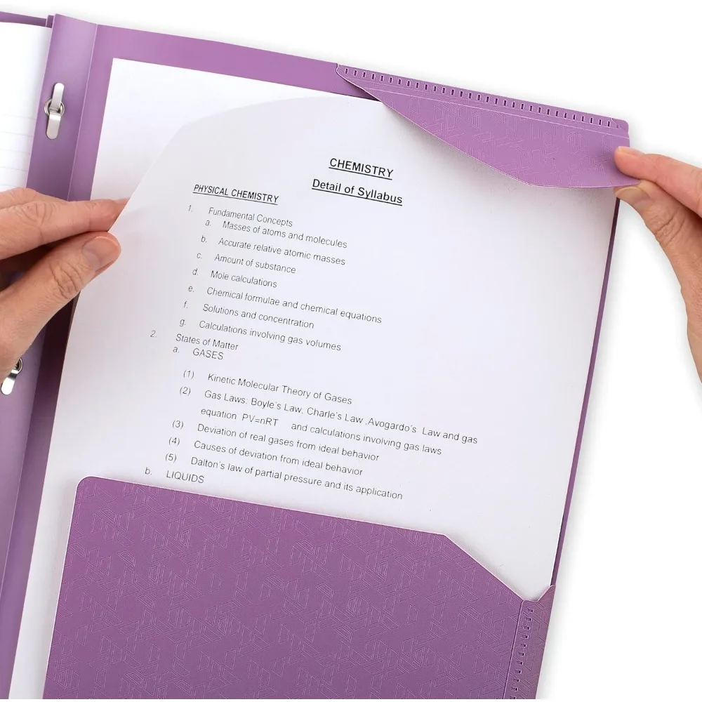 2 Pocket Folder Plastic Poly Presentation Report Cover with Secure Stay Put Tabs and Prong Fasteners for 8.5 x 11 Letter Size Paper School Office Supplies Organizer Binder Portfolio Document Holders in Amethyst Purple view 4